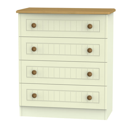 Warwick Chest of Drawers Cream & Oak 4 Drawers 77cm