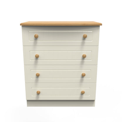 Warwick Chest of Drawers Cream & Oak 4 Drawers 77cm