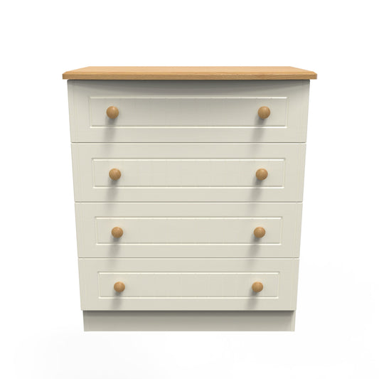 Warwick Chest of Drawers Cream & Oak 4 Drawers 77cm