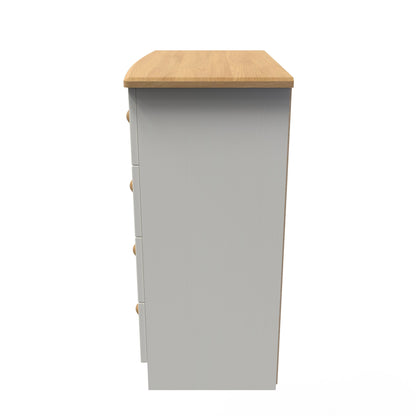 Warwick Chest of Drawers Cream & Oak 4 Drawers 77cm