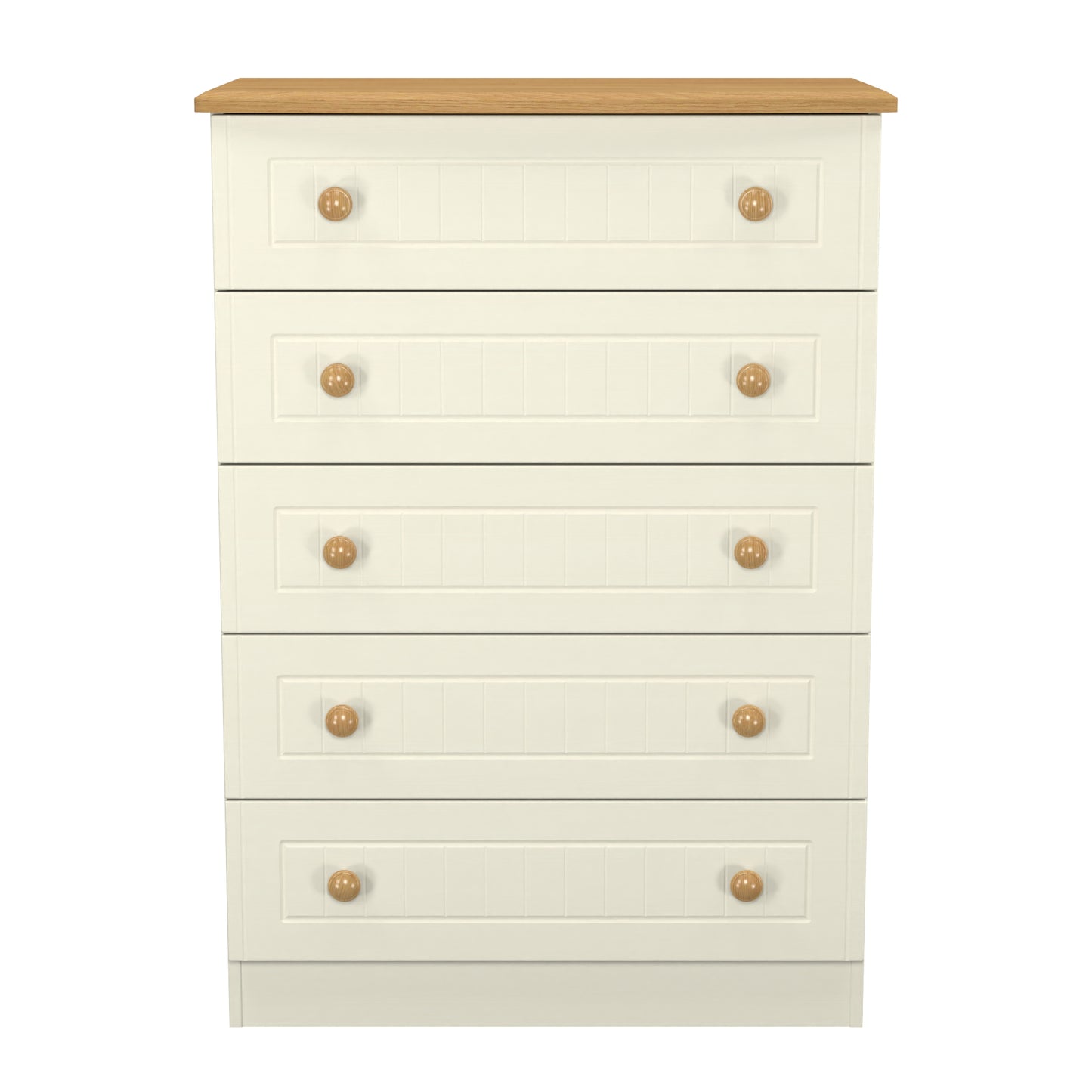 Warwick Tall Chest of Drawers Cream & Oak 5 Drawers 77cm