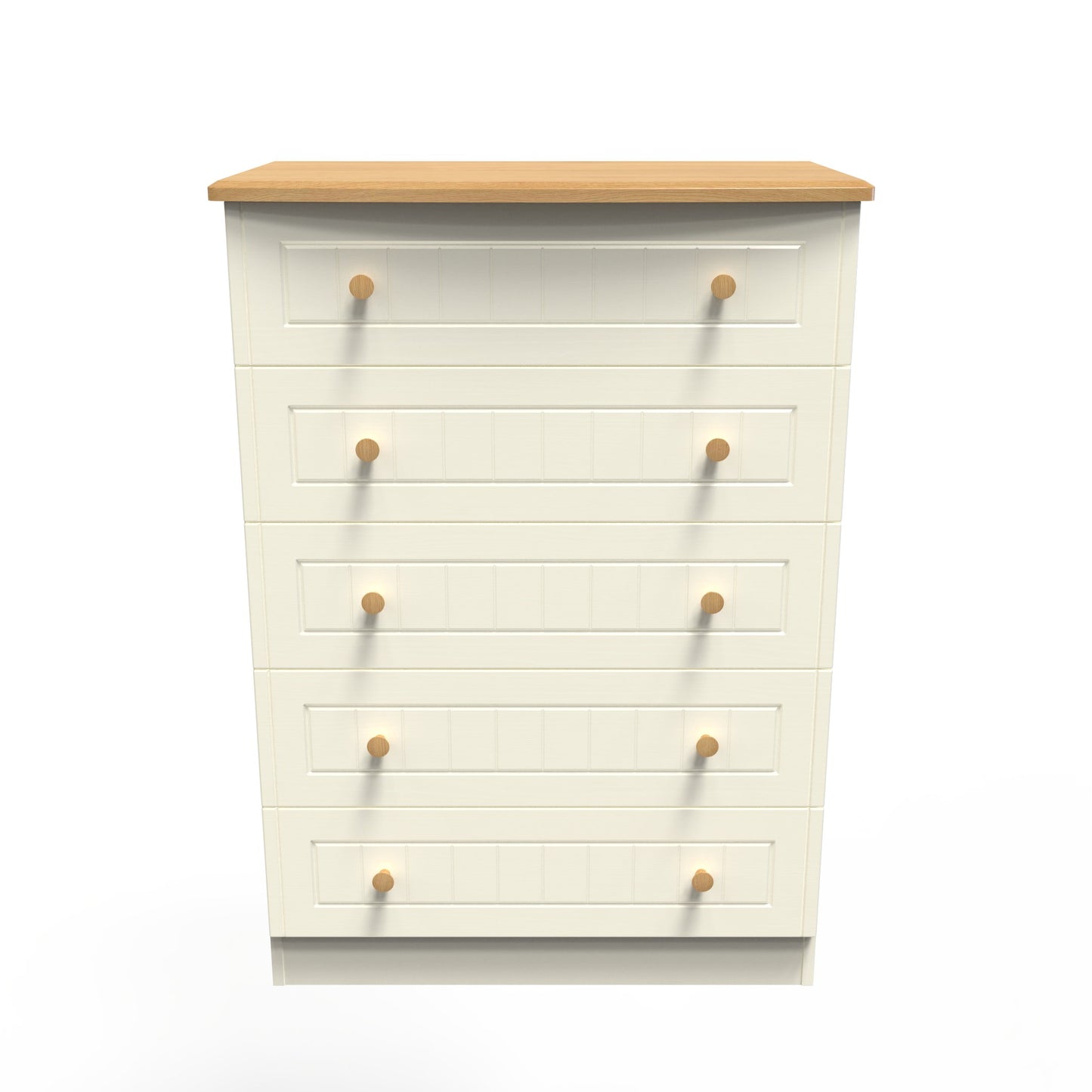 Warwick Tall Chest of Drawers Cream & Oak 5 Drawers 77cm