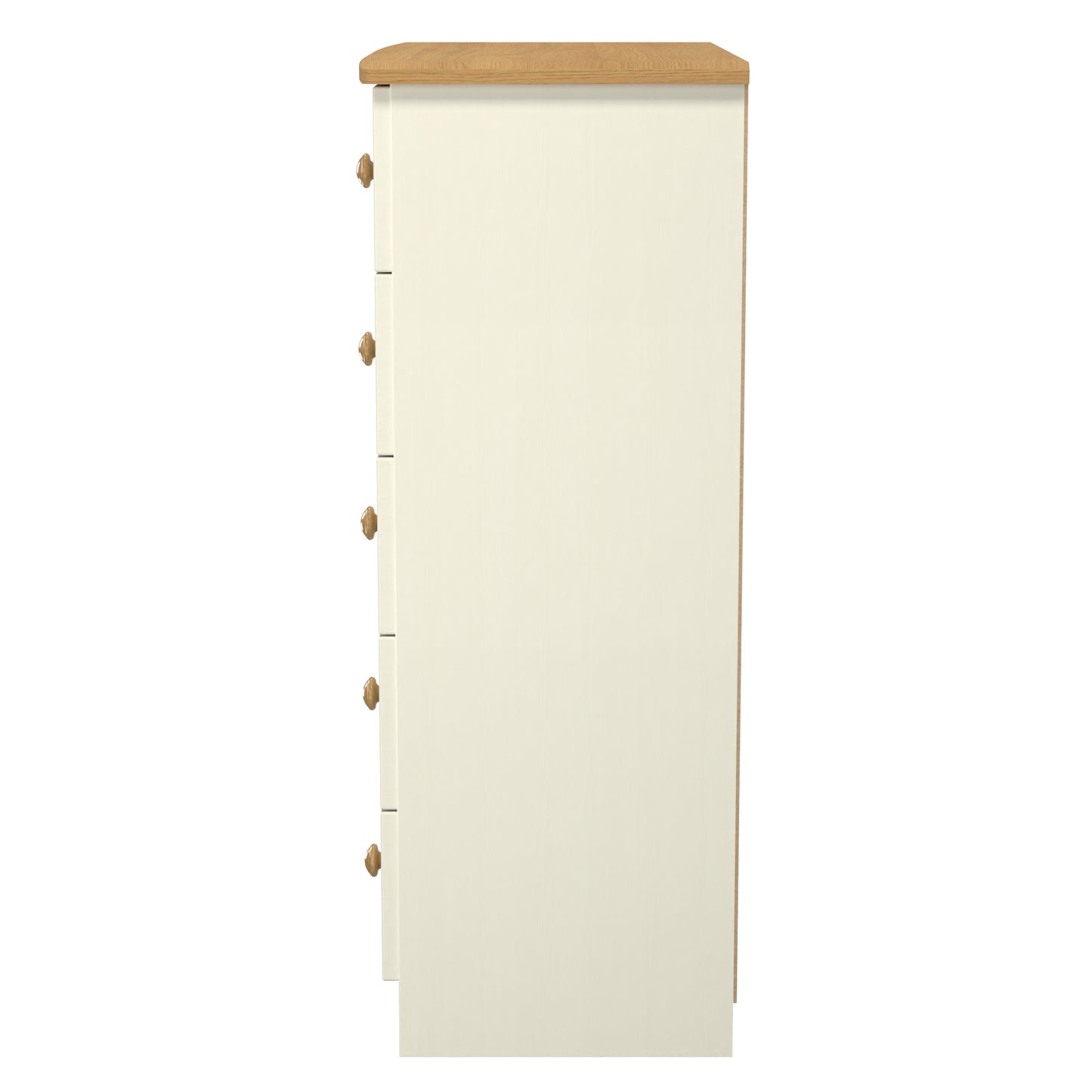 Warwick Tall Chest of Drawers Cream & Oak 5 Drawers 77cm