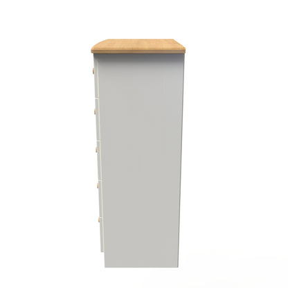 Warwick Tall Chest of Drawers Cream & Oak 5 Drawers 77cm