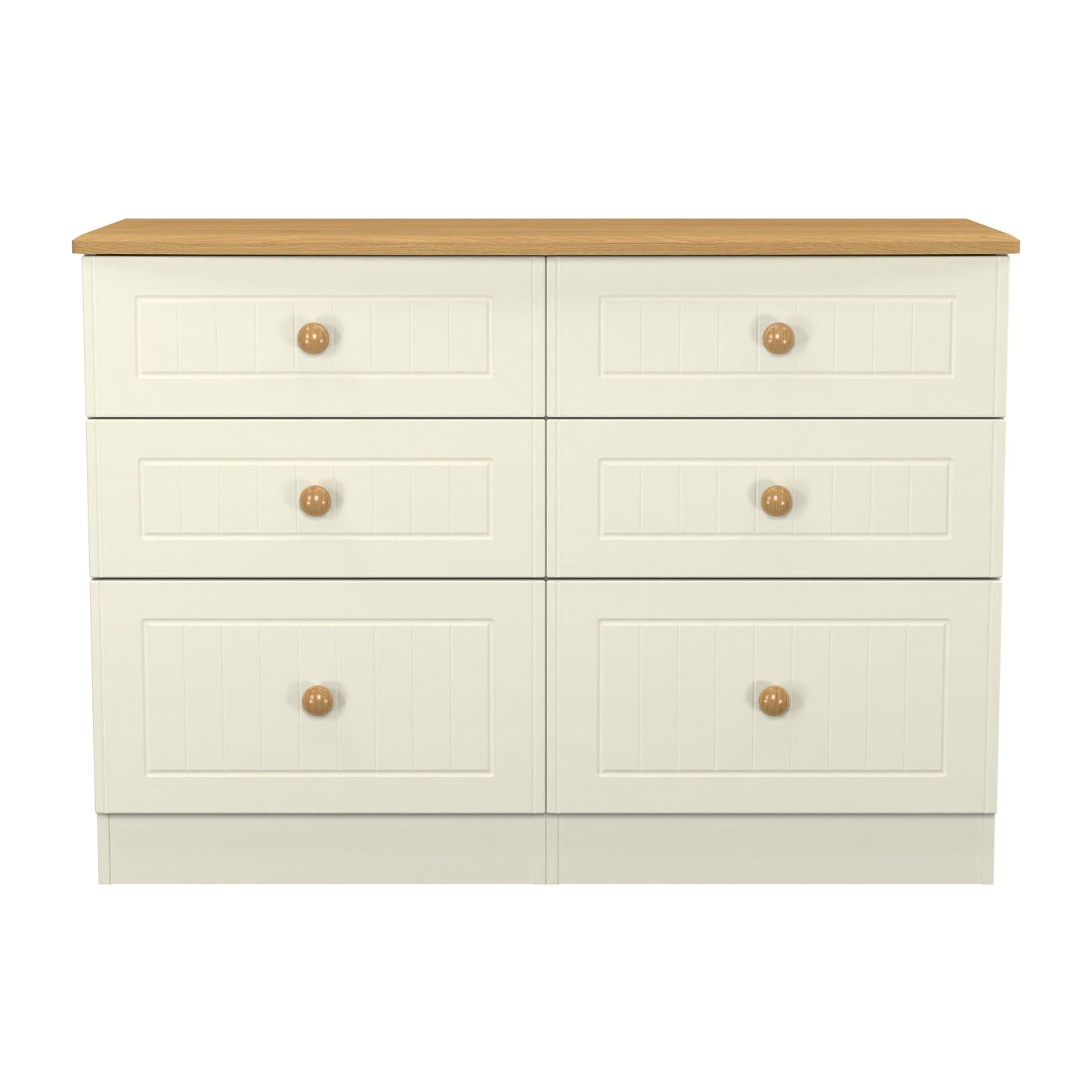 Warwick Large Chest of Drawers Cream & Oak 6 Drawers 112cm