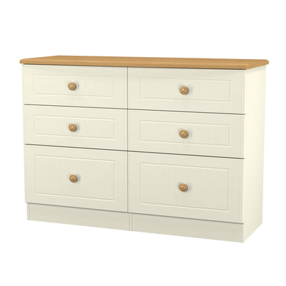 Warwick Large Chest of Drawers Cream & Oak 6 Drawers 112cm