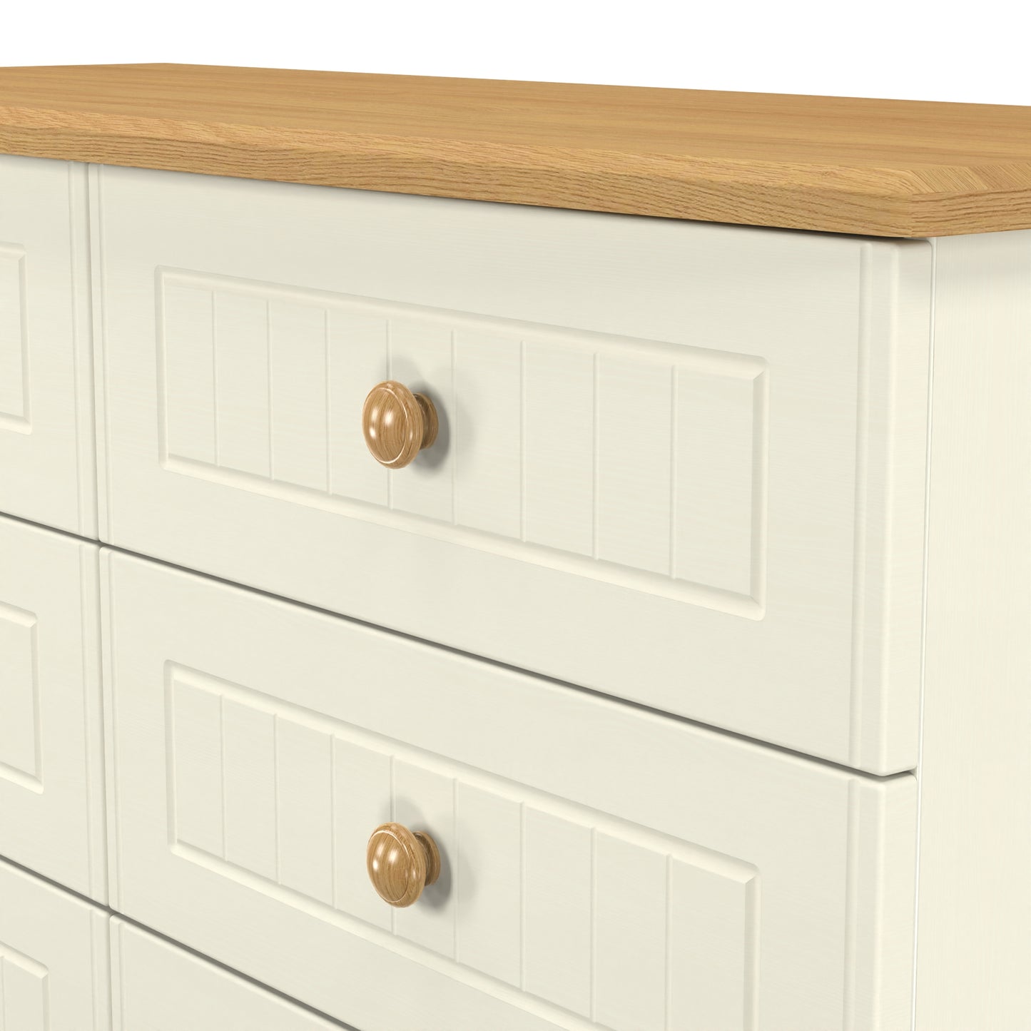 Warwick Large Chest of Drawers Cream & Oak 6 Drawers 112cm