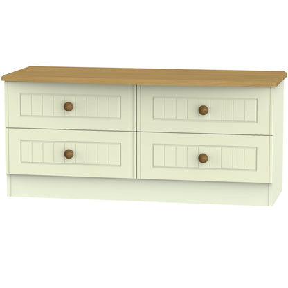 Warwick Large Chest of Drawers Cream & Oak 4 Drawers 112cm