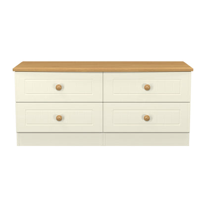 Warwick Large Chest of Drawers Cream & Oak 4 Drawers 112cm