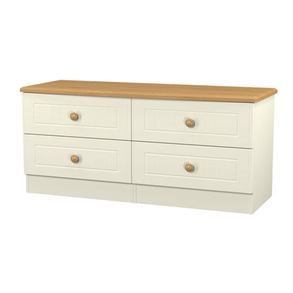 Warwick Large Chest of Drawers Cream & Oak 4 Drawers 112cm