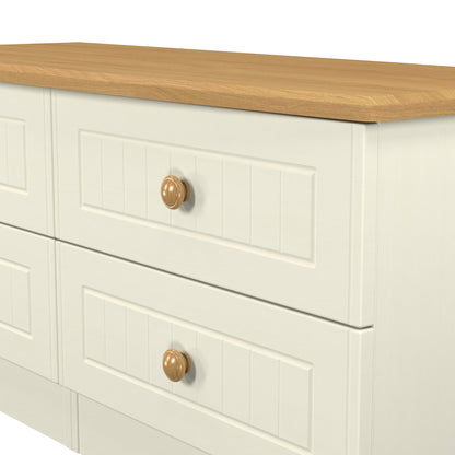 Warwick Large Chest of Drawers Cream & Oak 4 Drawers 112cm