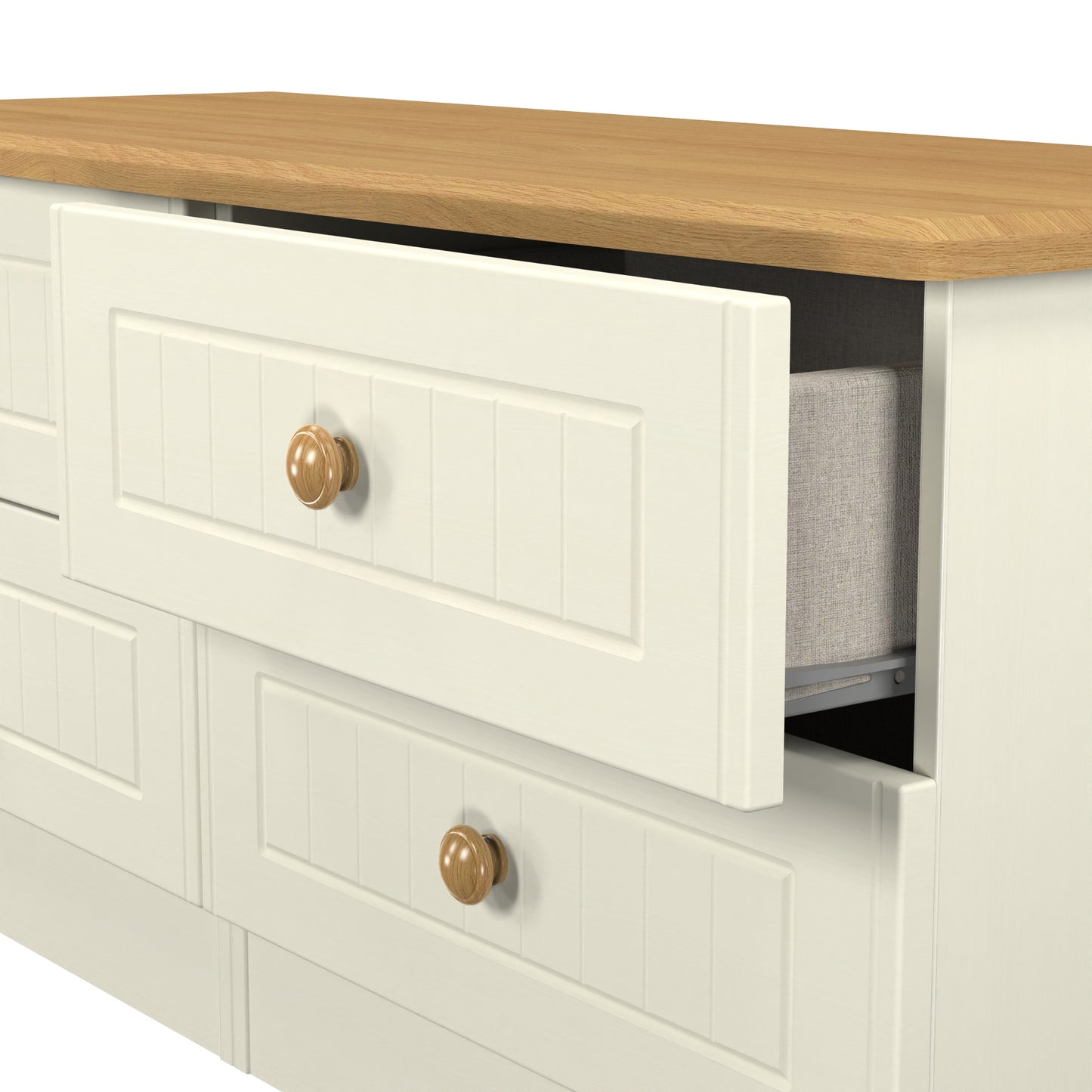 Warwick Large Chest of Drawers Cream & Oak 4 Drawers 112cm