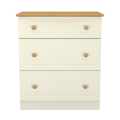 Warwick Chest of Drawers Cream & Oak 3 Drawers 42cm