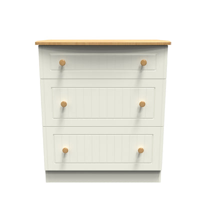 Warwick Chest of Drawers Cream & Oak 3 Drawers 42cm