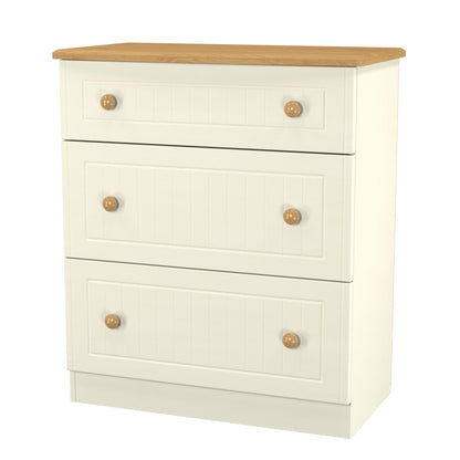 Warwick Chest of Drawers Cream & Oak 3 Drawers 42cm