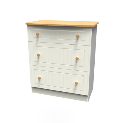 Warwick Chest of Drawers Cream & Oak 3 Drawers 42cm