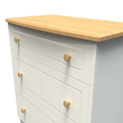 Warwick Chest of Drawers Cream & Oak 3 Drawers 42cm