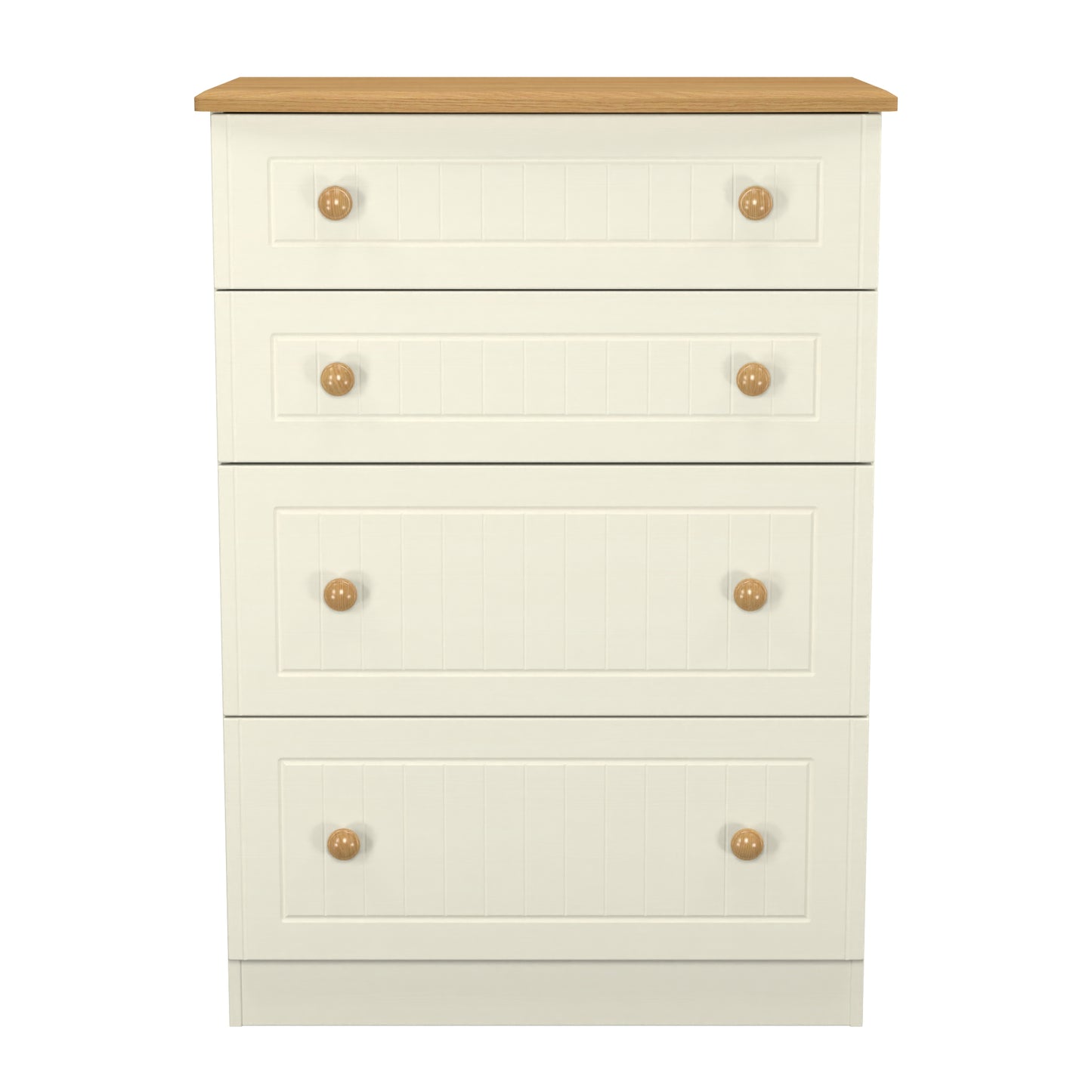 Warwick Tall Chest of Drawers Cream & Oak 4 Drawers 77cm