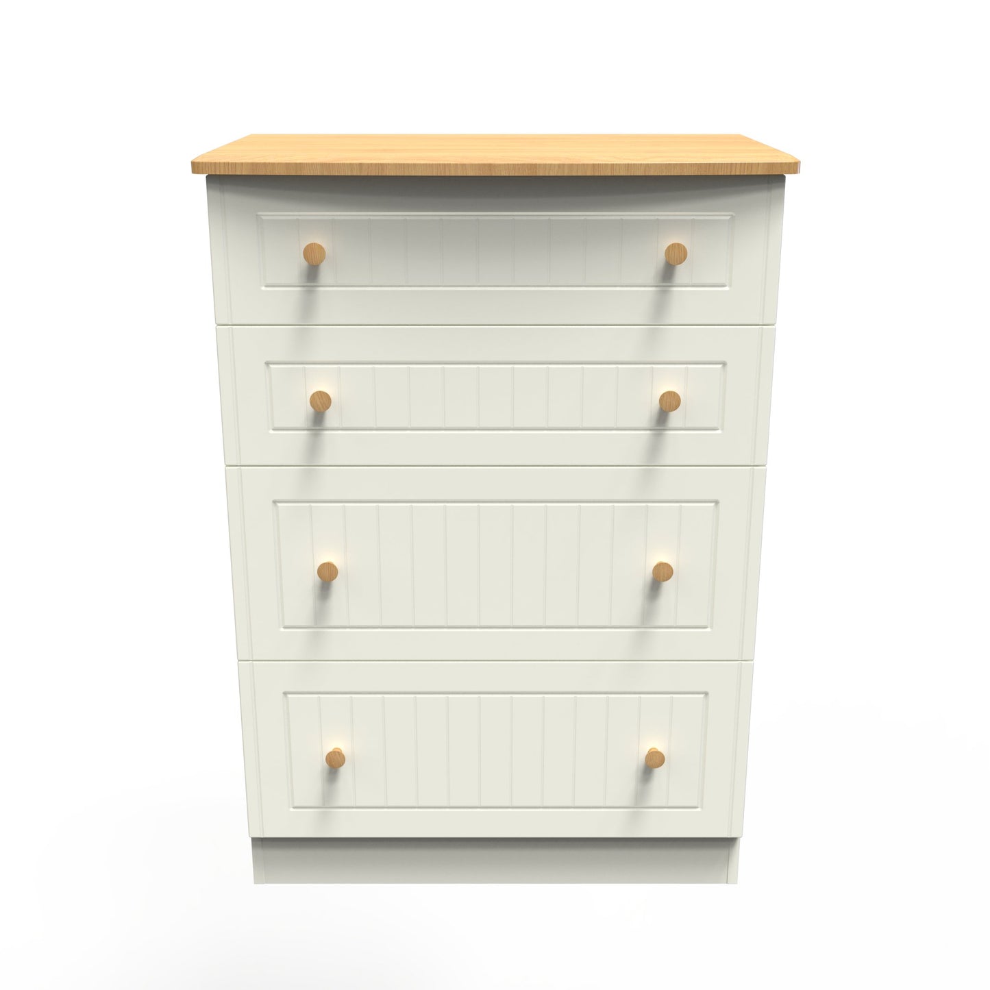 Warwick Tall Chest of Drawers Cream & Oak 4 Drawers 77cm