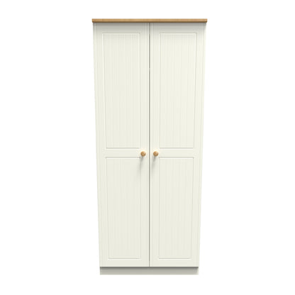 Warwick Tall Wardrobe Cream & Oak 2 Doors 1 Shelf 74cm