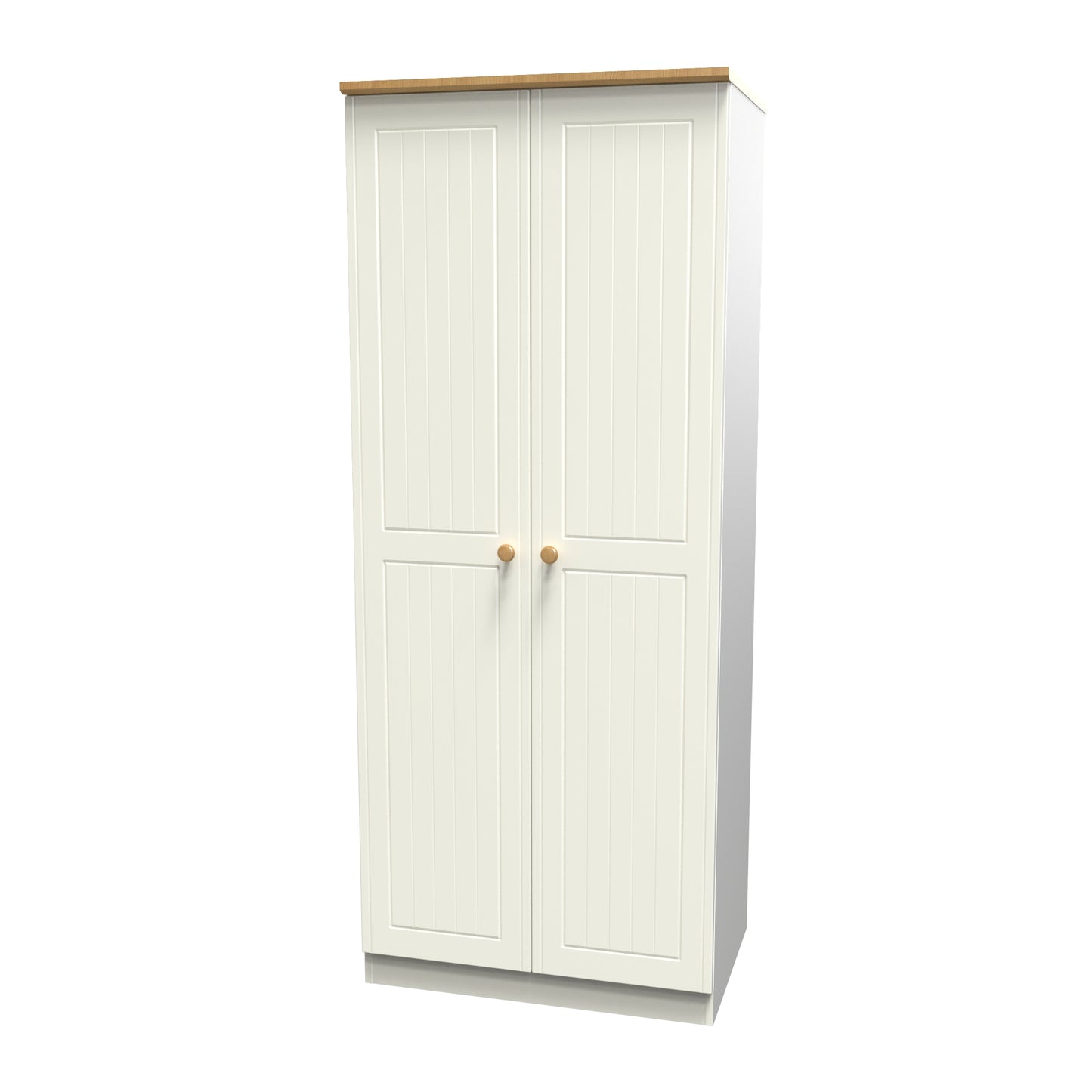 Warwick Tall Wardrobe Cream & Oak 2 Doors 1 Shelf 74cm