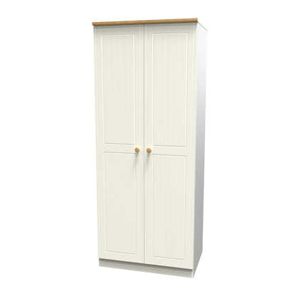 Warwick Tall Wardrobe Cream & Oak 2 Doors 1 Shelf 74cm