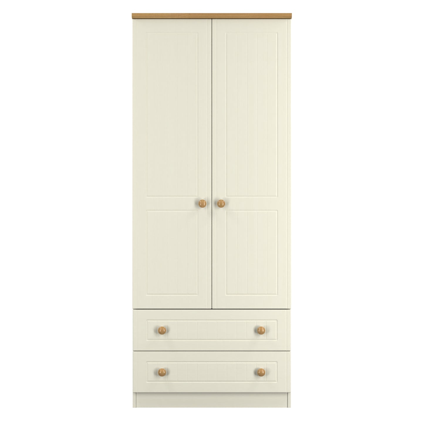 Warwick Tall Wardrobe Cream & Oak 2 Doors 2 Drawers 74cm