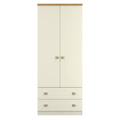 Warwick Tall Wardrobe Cream & Oak 2 Doors 2 Drawers 74cm