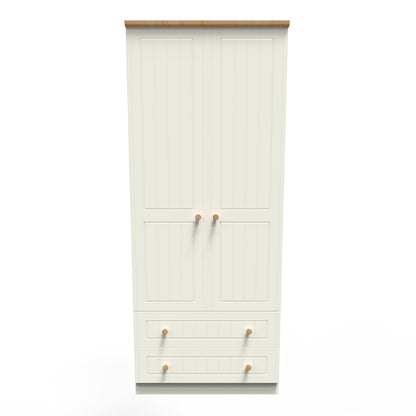Warwick Tall Wardrobe Cream & Oak 2 Doors 2 Drawers 74cm