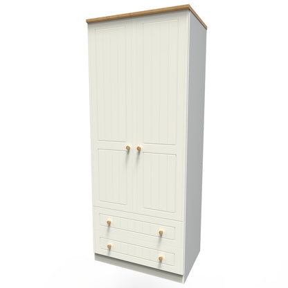 Warwick Tall Wardrobe Cream & Oak 2 Doors 2 Drawers 74cm