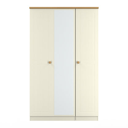 Warwick Tall Mirror Wardrobe Cream & Oak 111cm