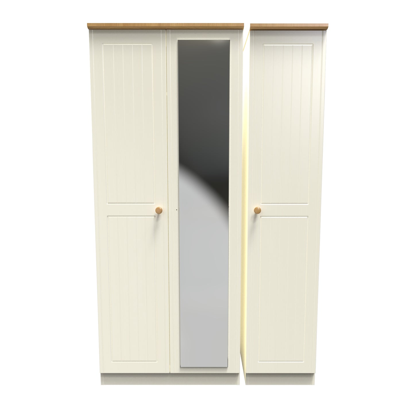 Warwick Tall Mirror Wardrobe Cream & Oak 111cm