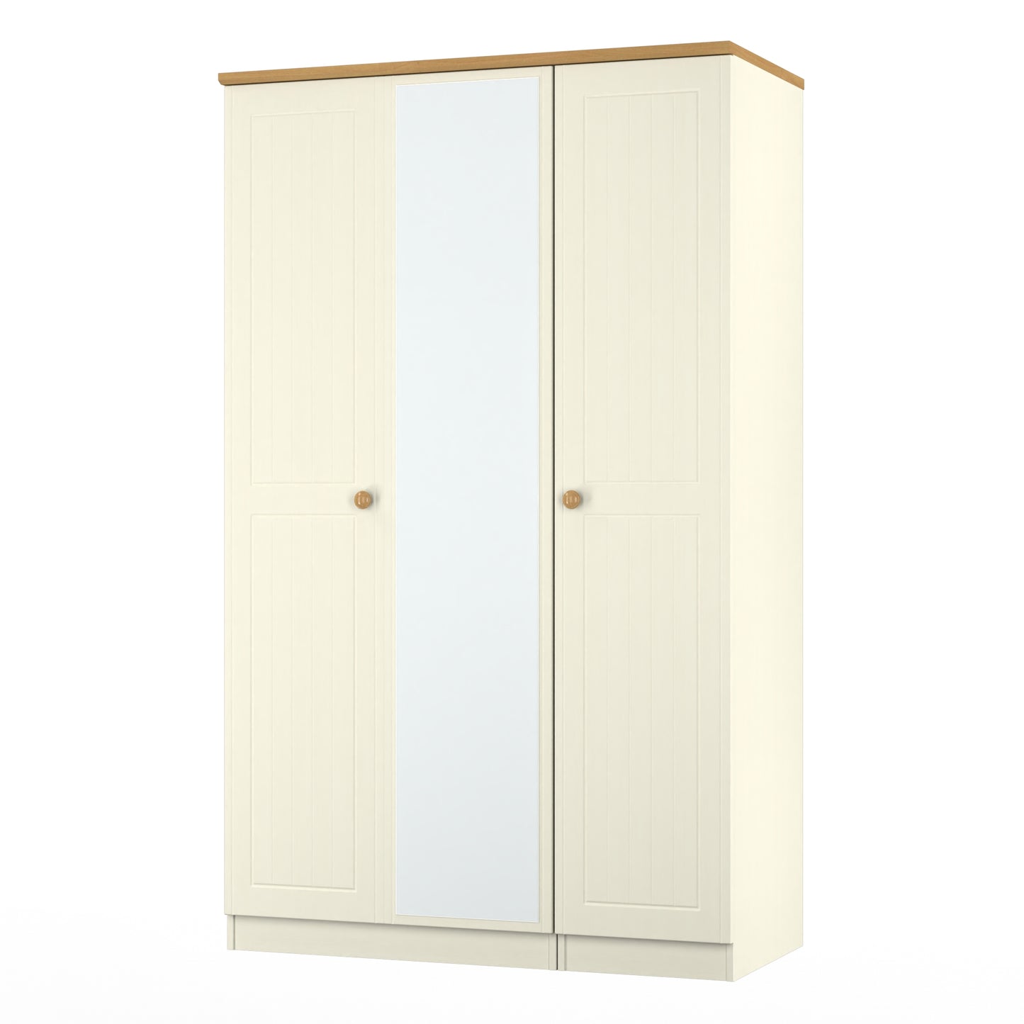 Warwick Tall Mirror Wardrobe Cream & Oak 111cm