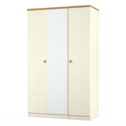 Warwick Tall Mirror Wardrobe Cream & Oak 111cm
