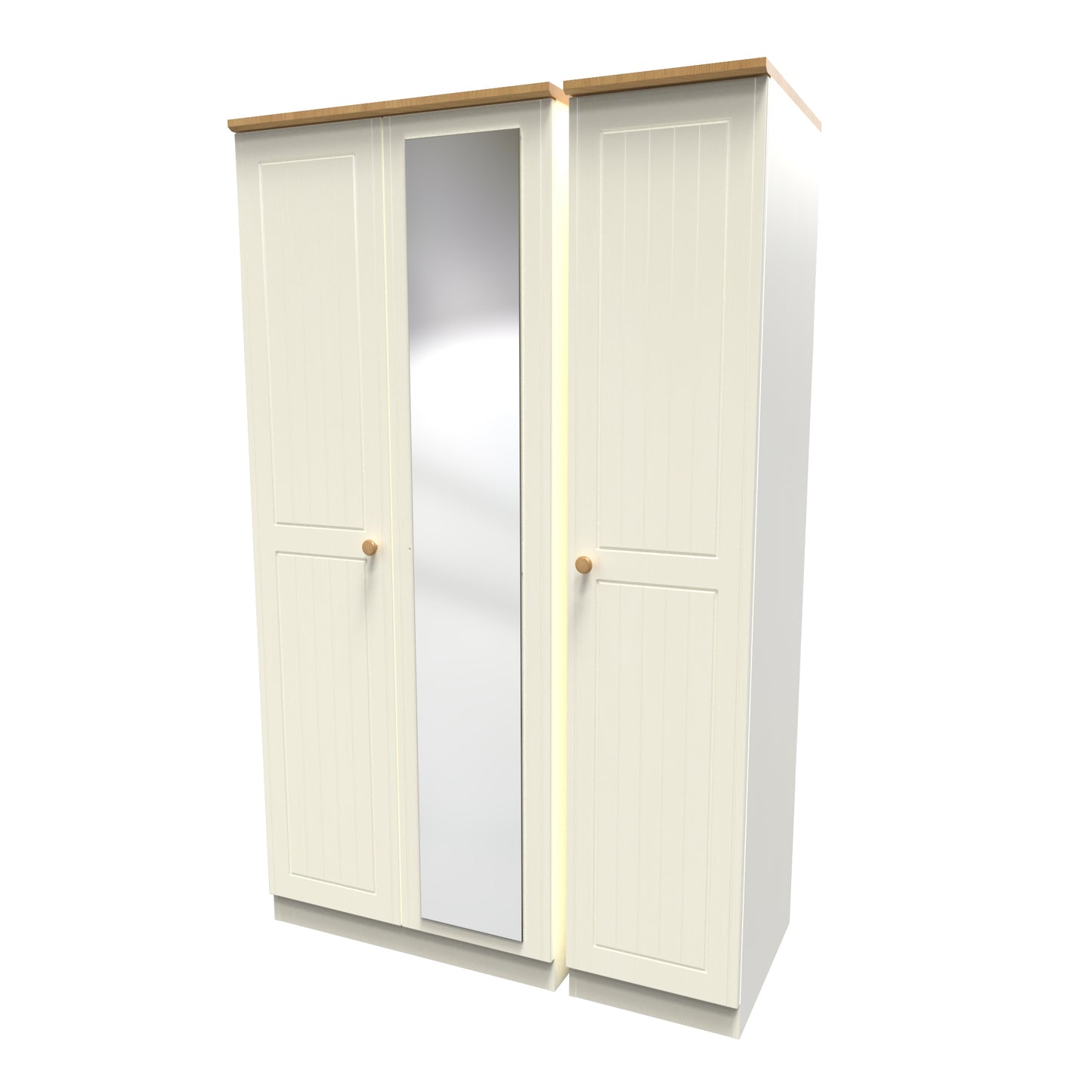Warwick Tall Mirror Wardrobe Cream & Oak 111cm