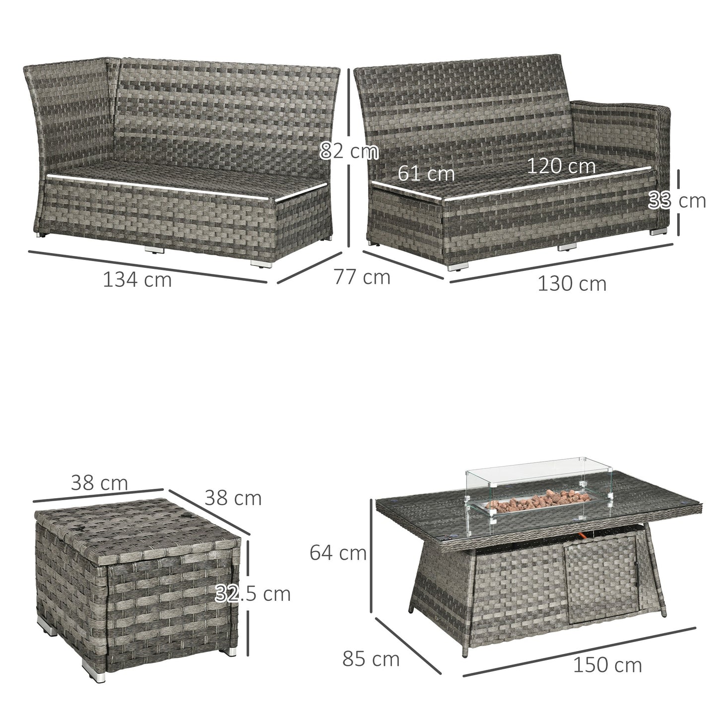 7-Pieces PE Rattan Garden Furniture Set