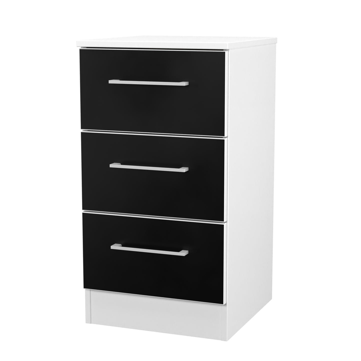 Worcester Bedside Table Black & White 3 Drawers 37cm