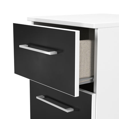 Worcester Bedside Table Black & White 3 Drawers 37cm