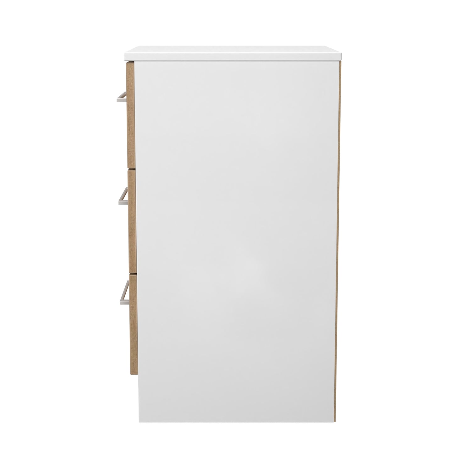 Worcester Bedside Table White & Light Oak 3 Drawers 37cm