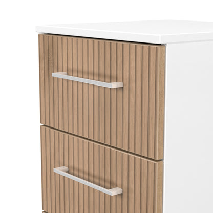 Worcester Bedside Table White & Light Oak 3 Drawers 37cm