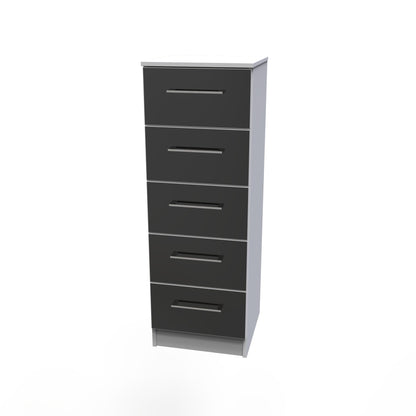 Worcester Tall Tallboy Black & White 5 Drawers 37cm