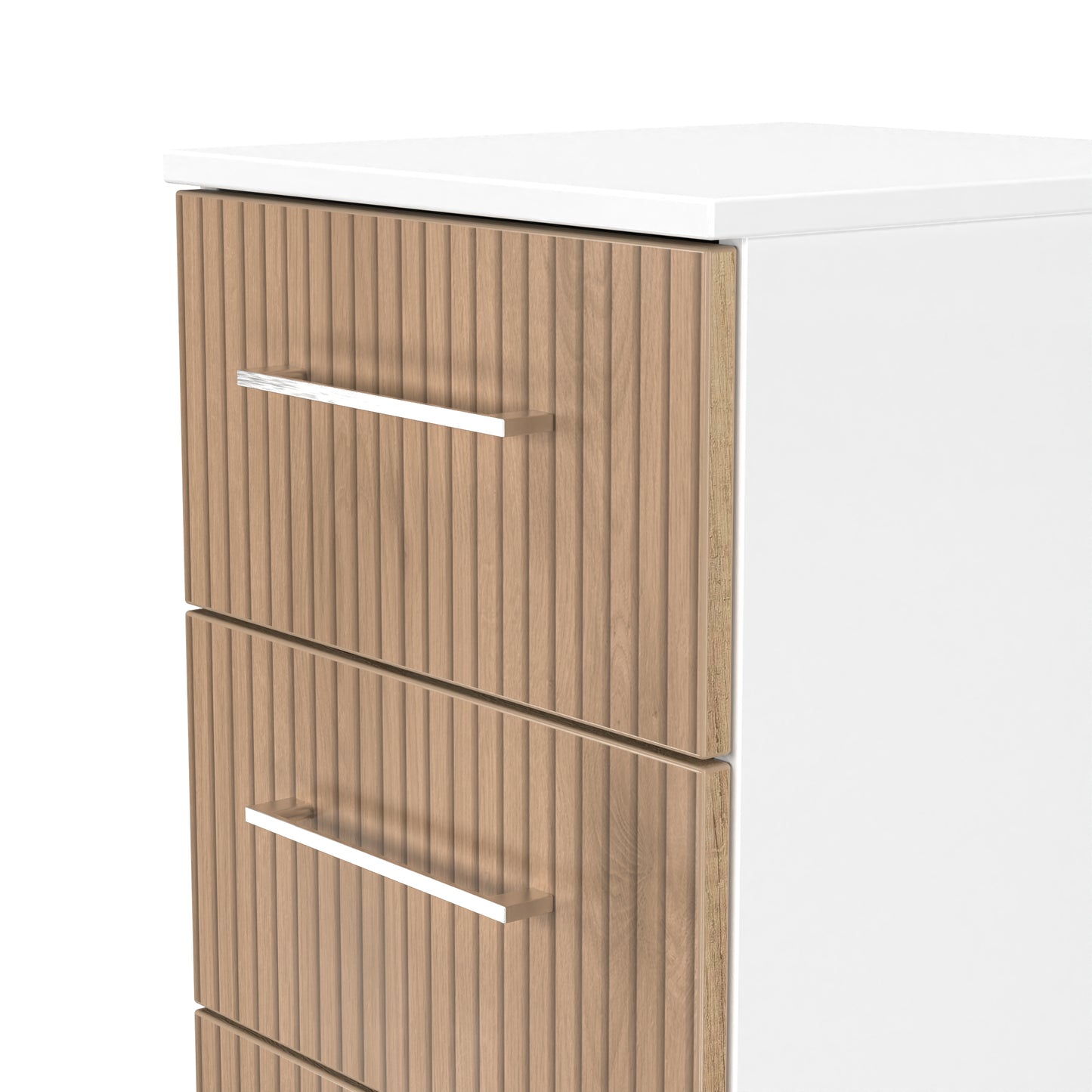 Worcester Tall Tallboy White & Light Oak 5 Drawers 37cm