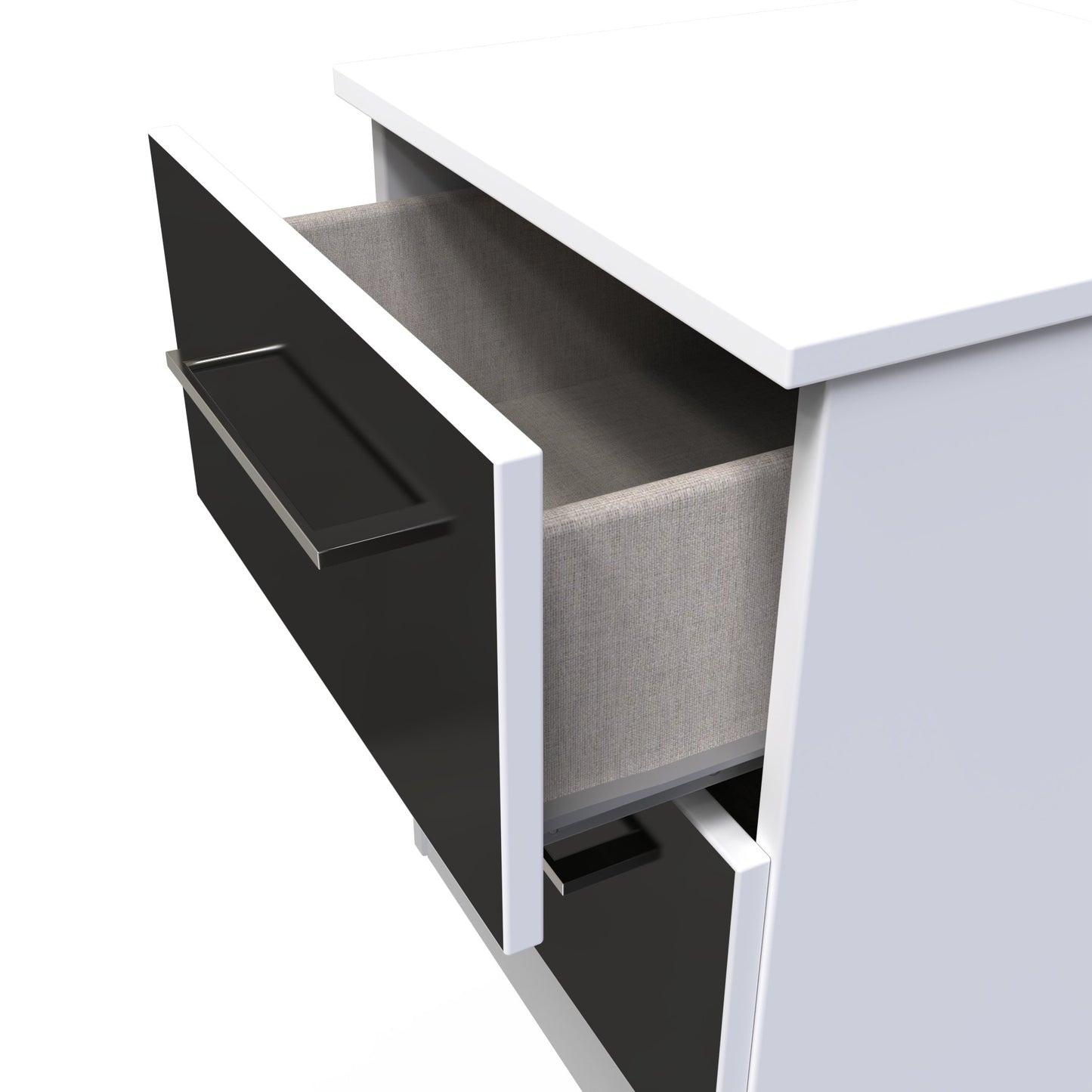 Worcester Bedside Table Black & White 2 Drawers 37cm