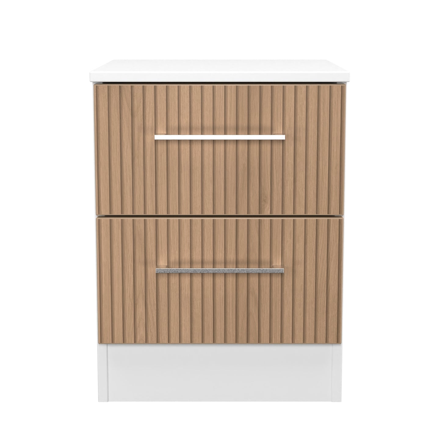 Worcester Bedside Table White & Light Oak 2 Drawers 37cm