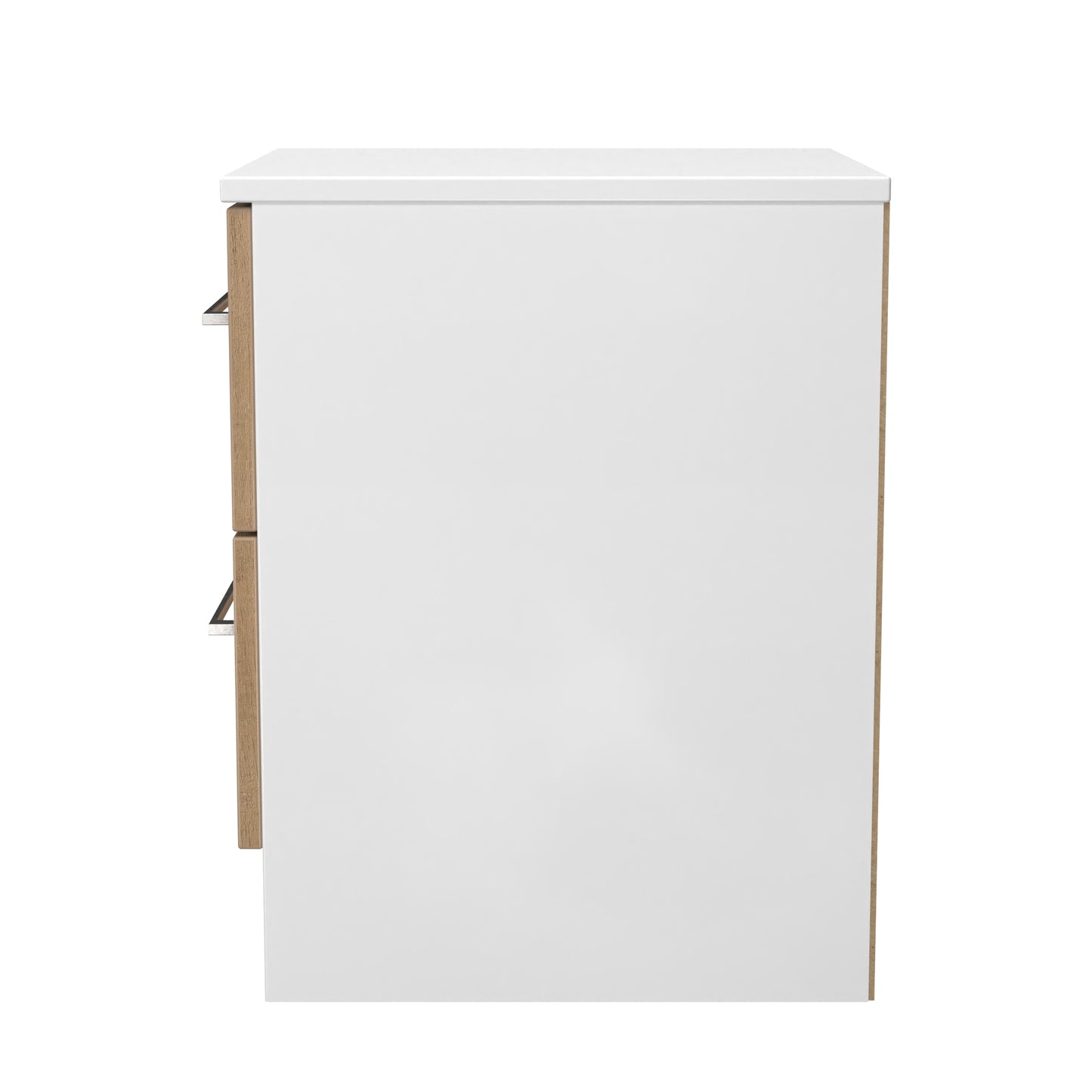 Worcester Bedside Table White & Light Oak 2 Drawers 37cm
