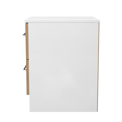 Worcester Bedside Table White & Light Oak 2 Drawers 37cm