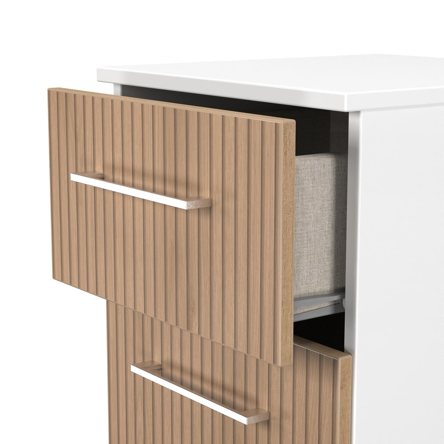 Worcester Bedside Table White & Light Oak 2 Drawers 37cm