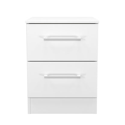 Worcester Bedside Table White 2 Drawers 37cm