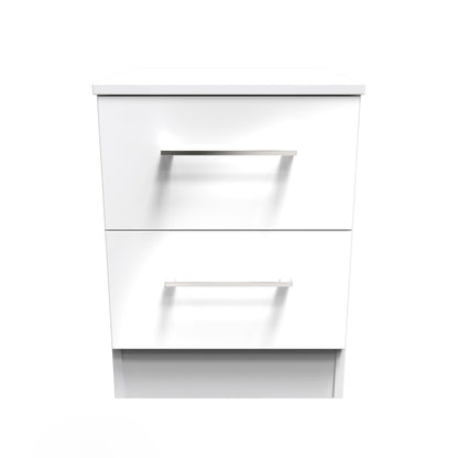Worcester Bedside Table White 2 Drawers 37cm