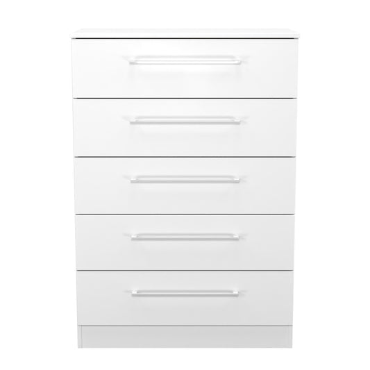 Worcester Tall Chest of Drawers White 5 Drawers 74cm